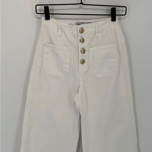 Zara Wide Leg Denim Jeans with gold buttons